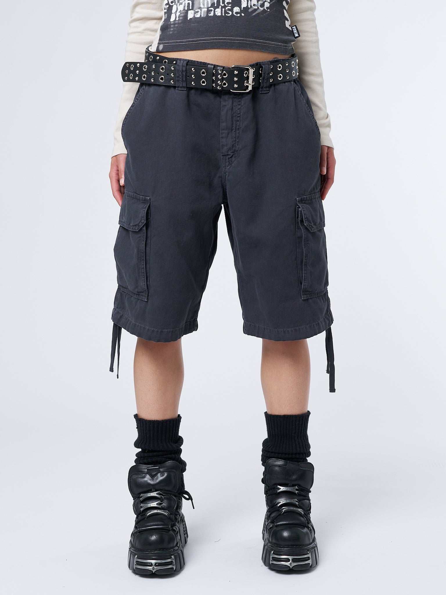 Issa Black Long Cargo Shorts - Minga London