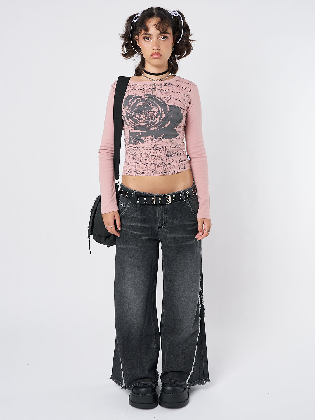 Lost Rose Pale Pink Graphic Top - Minga London