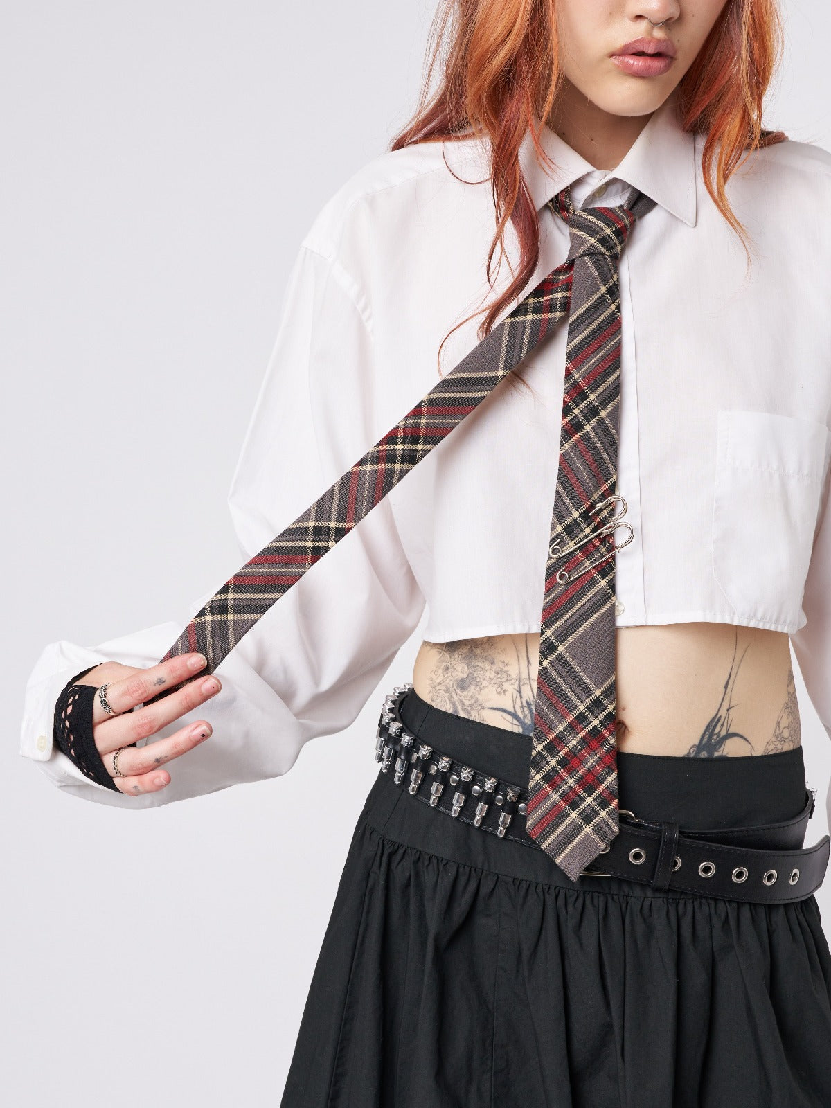 Tegan Safety Pin Tartan Tie - Minga London