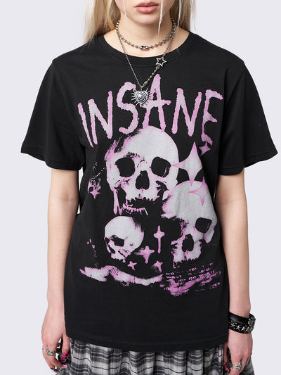 Insanity Skulls Oversized Graphic T-shirt