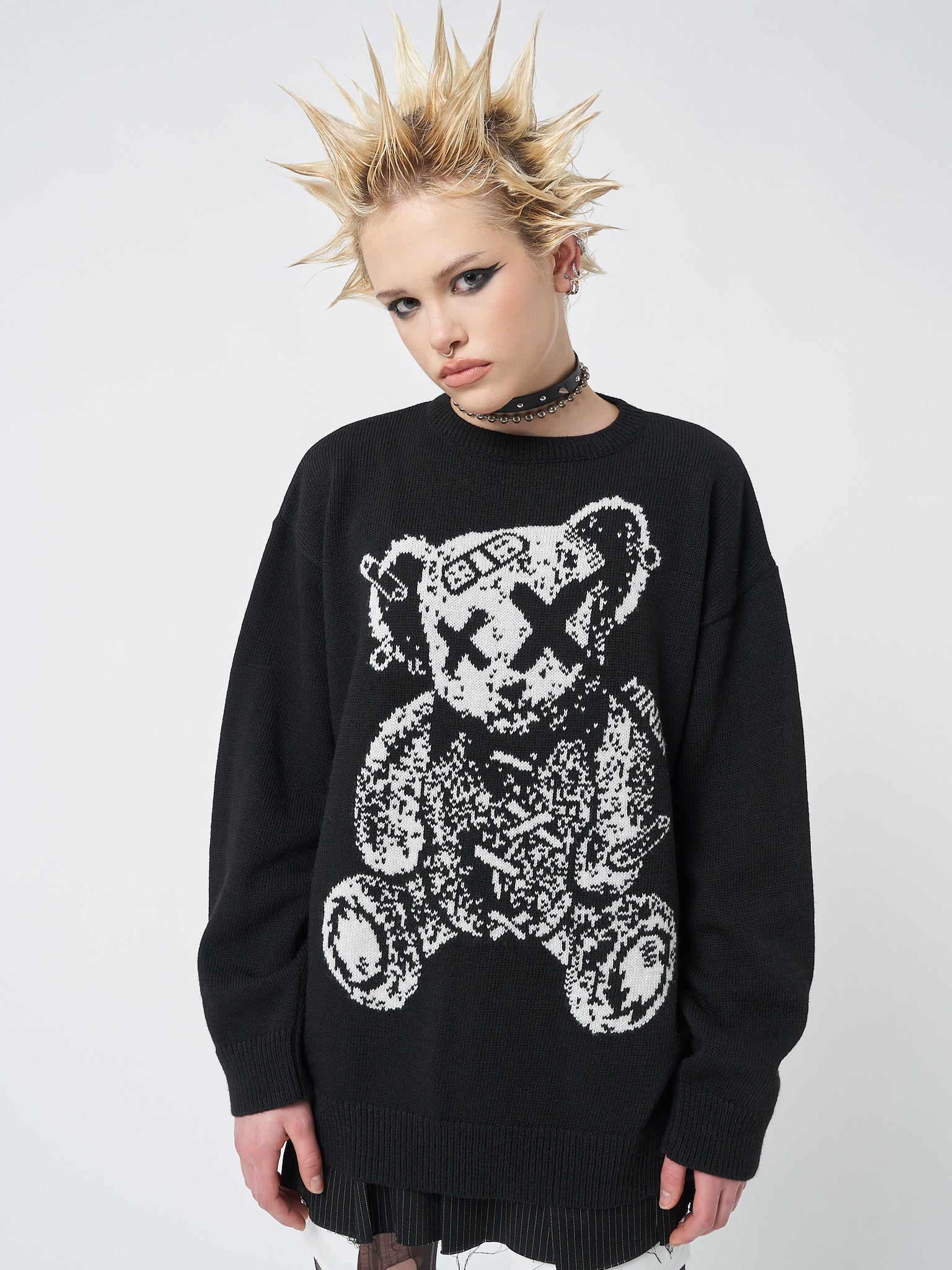 Broken Teddy Bear Jacquard Knit Jumper - Minga London
