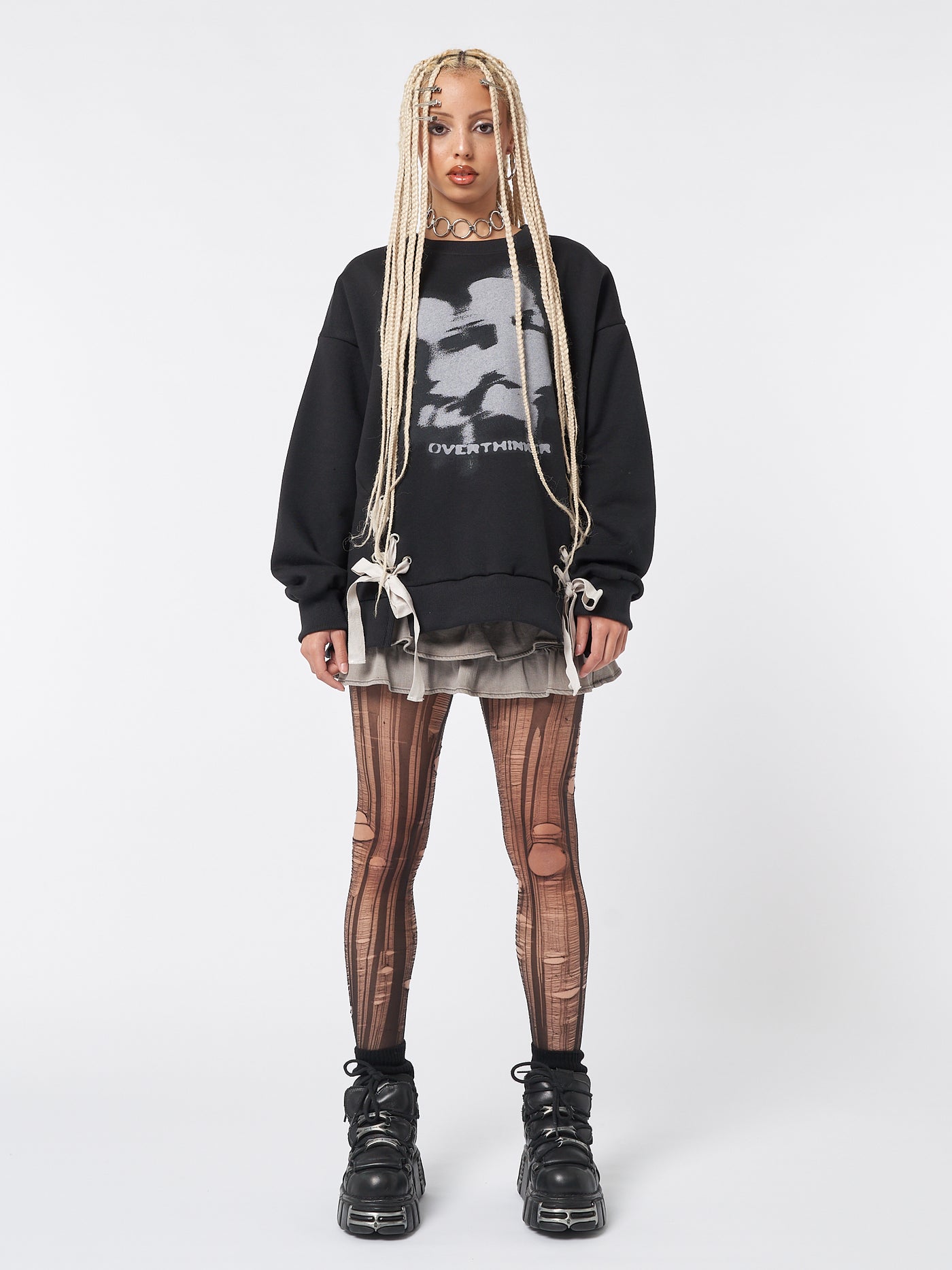 Overthinker Black Lace Up Sweatshirt - Minga London