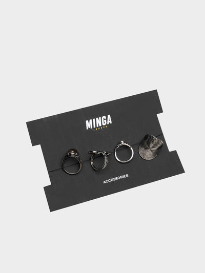 Pacifica Silver Ring Set 4 PC - Minga London