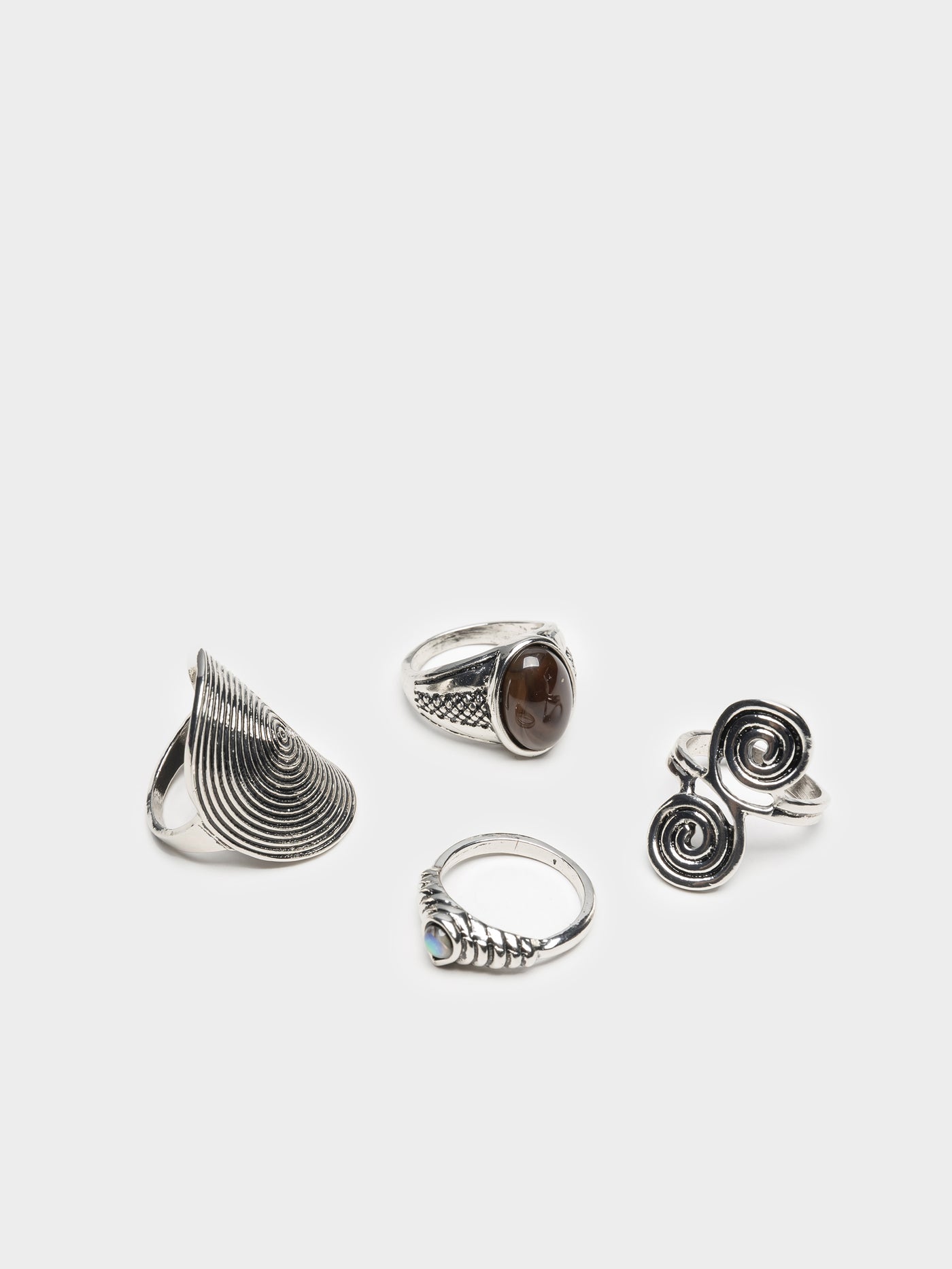 Pacifica Silver Ring Set 4 PC - Minga London