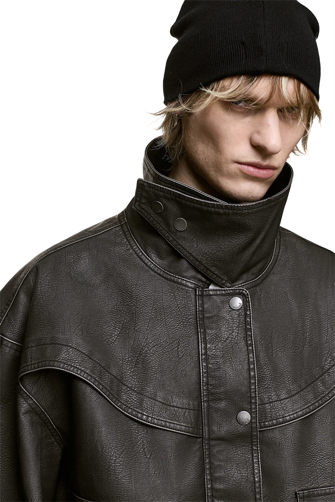 Black Faux Leather Bomber Jacket | Minga London