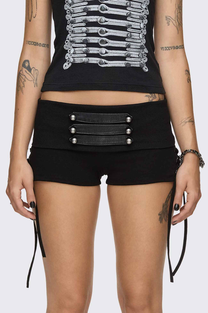 Black Lace Up Hot Pants | Minga London