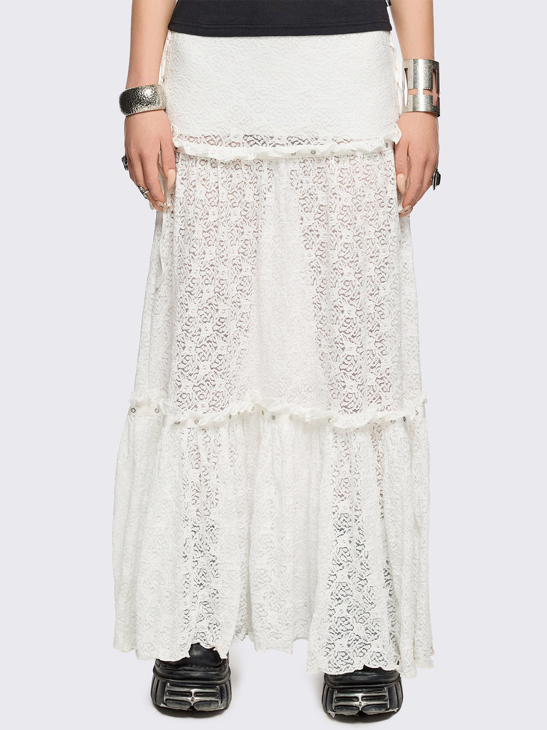 【PORTERNA】Luffa lace-up long skirt porterna - Luffa lace-up long skirt - Codibook.