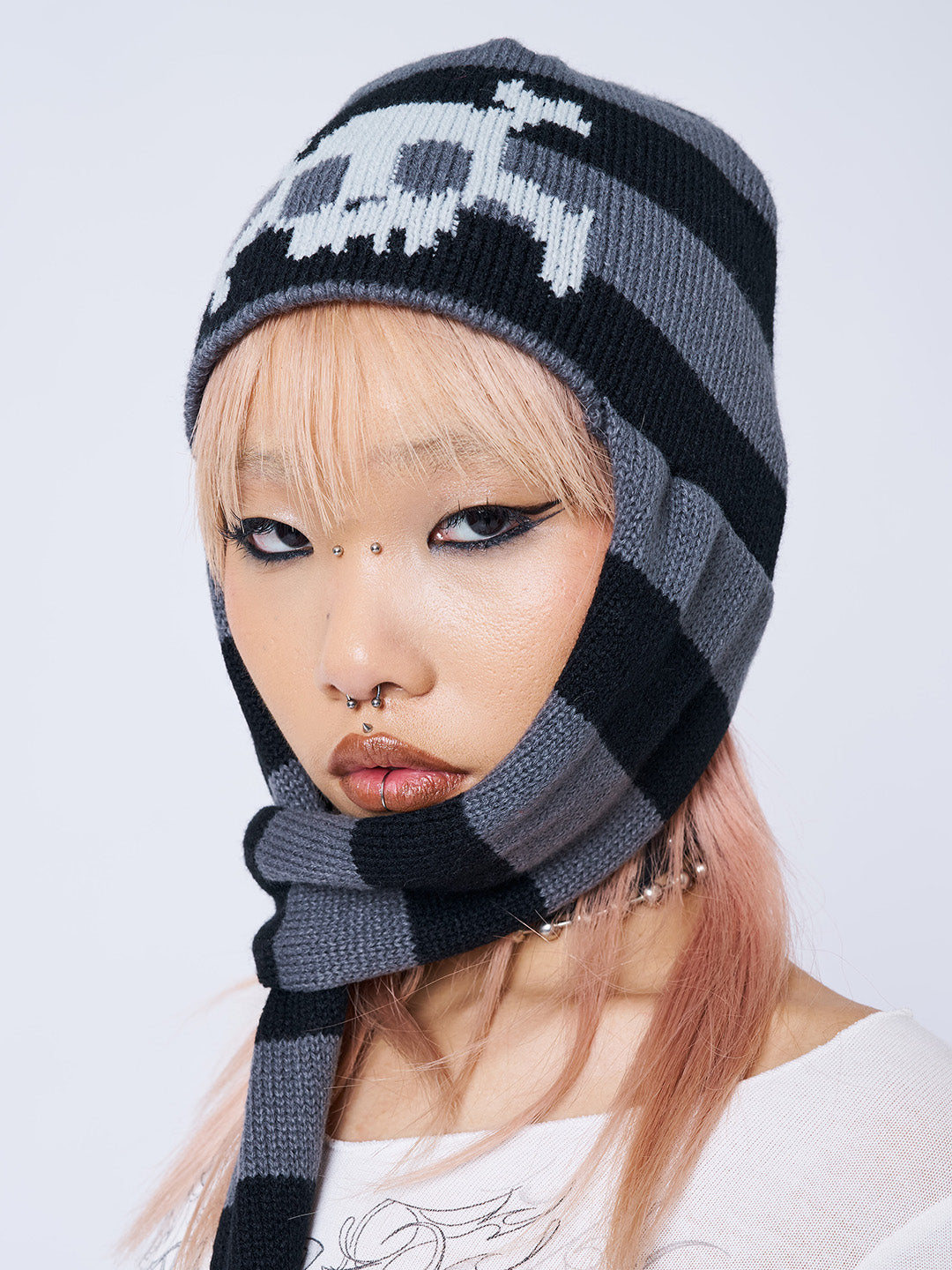 All Skulled Up Striped Beanie