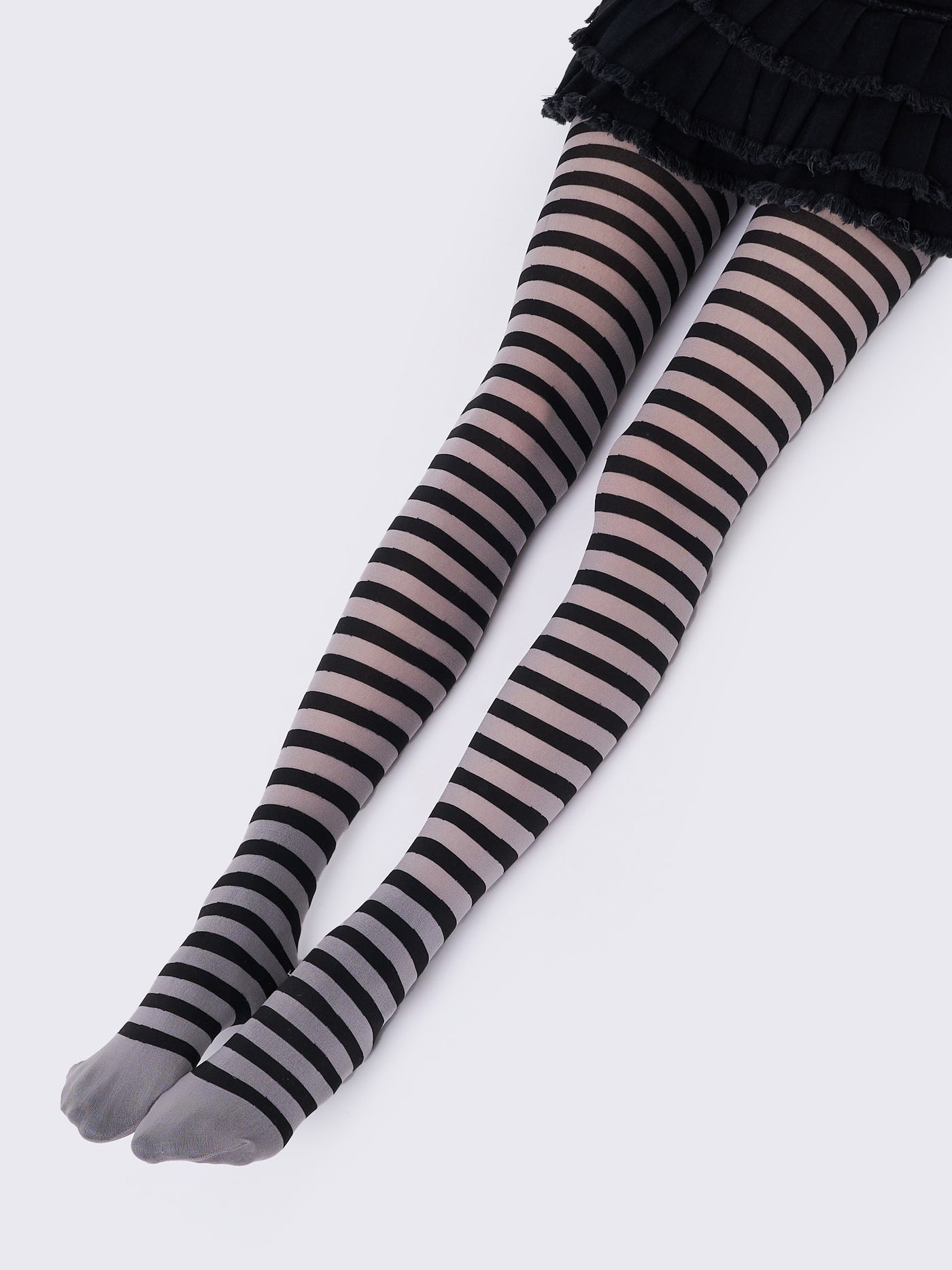Grey and Black Striped Tights