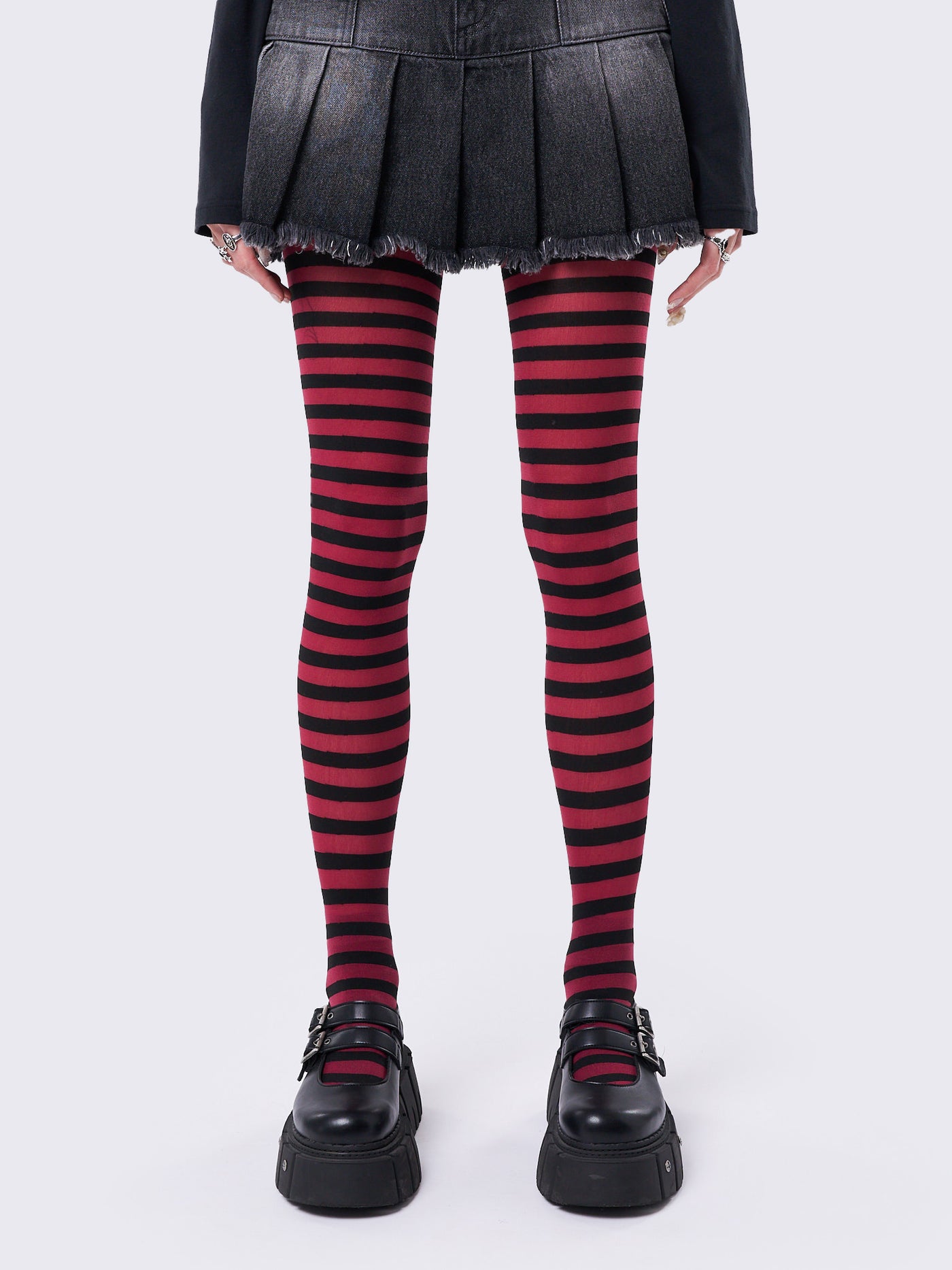 Red and Black Striped Tights