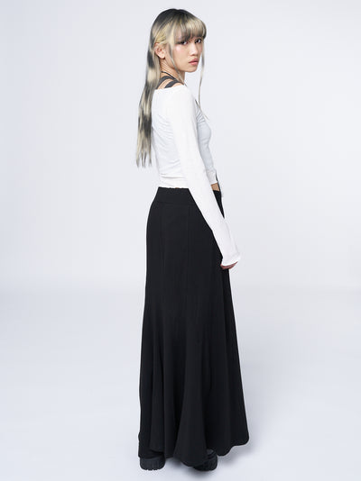 Aria Black Lined Maxi Skirt - Minga London