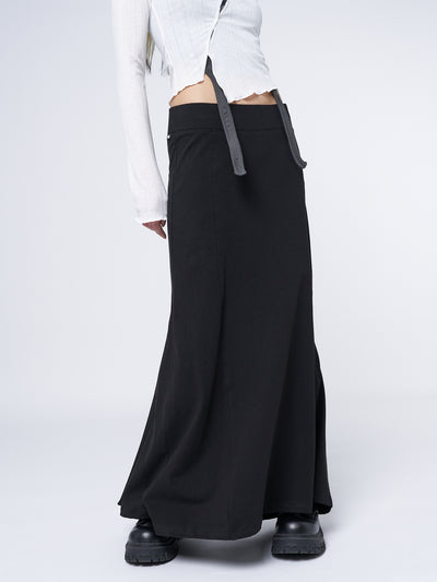 Aria Black Lined Maxi Skirt - Minga London