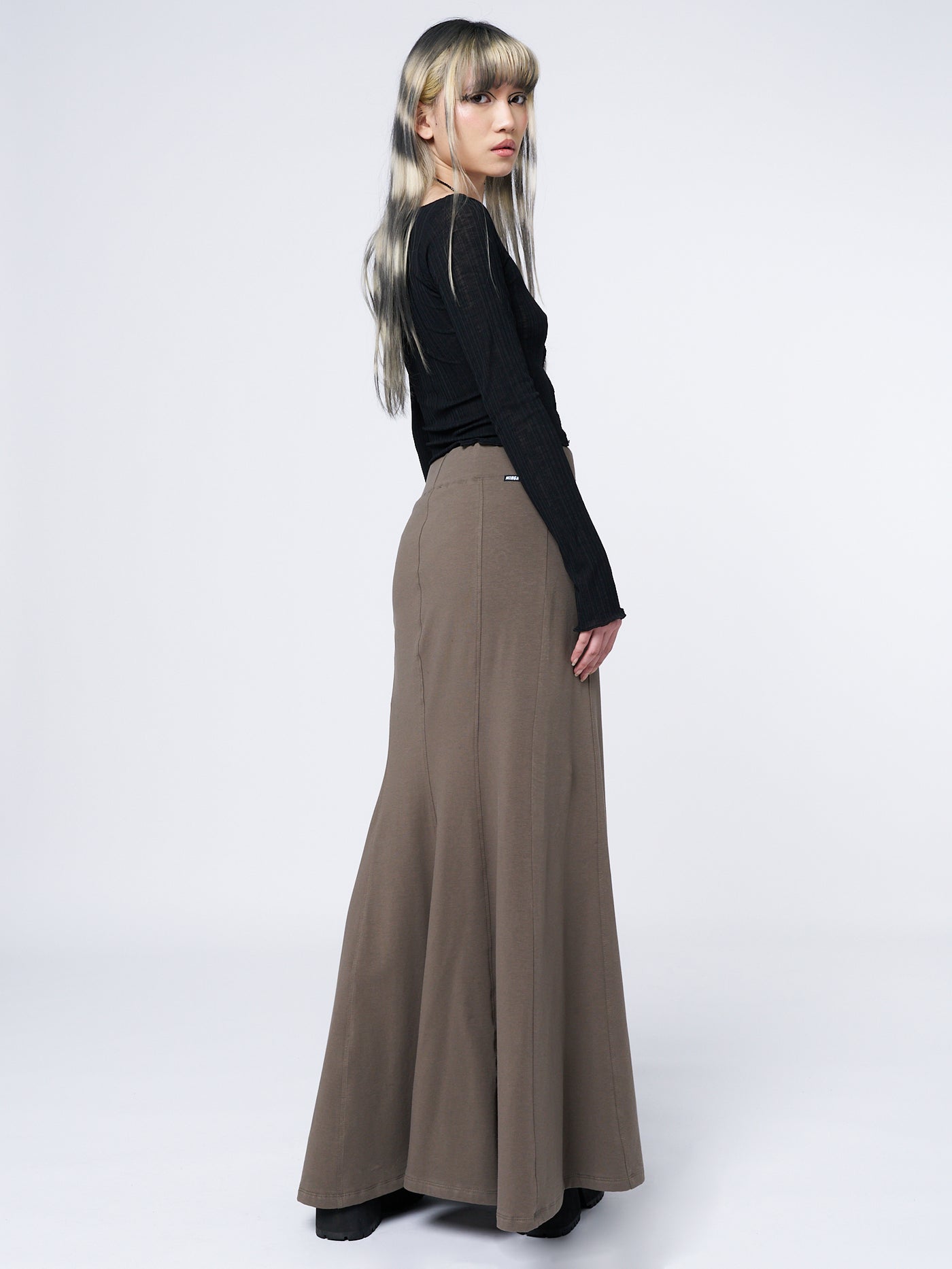 Aria Green Lined Maxi Skirt - Minga London