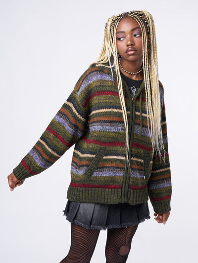 Aya Zip Up Hood Knit Cardigan