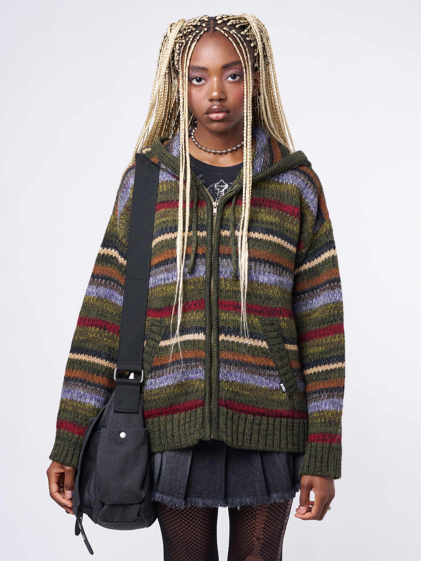 Aya Zip Up Hood Knit Cardigan