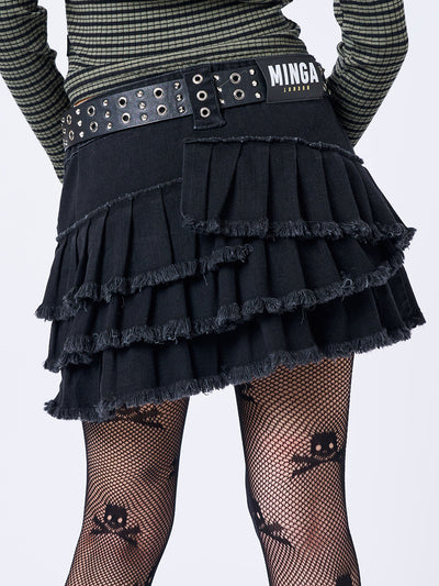 Azelia Black Pleated Mini Skirt