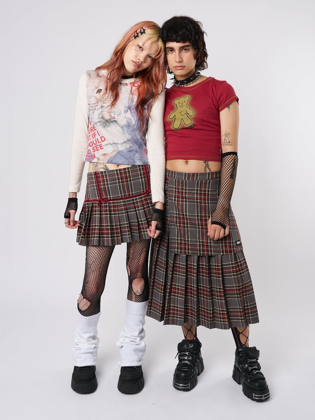 Laurie Pleated Tartan Midi Skirt - Minga London