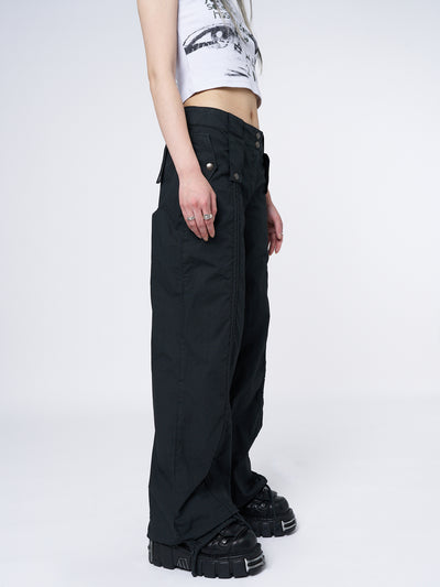 Bea Black Ruched Front Pants - Minga London
