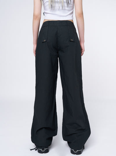 Bea Black Ruched Front Pants - Minga London