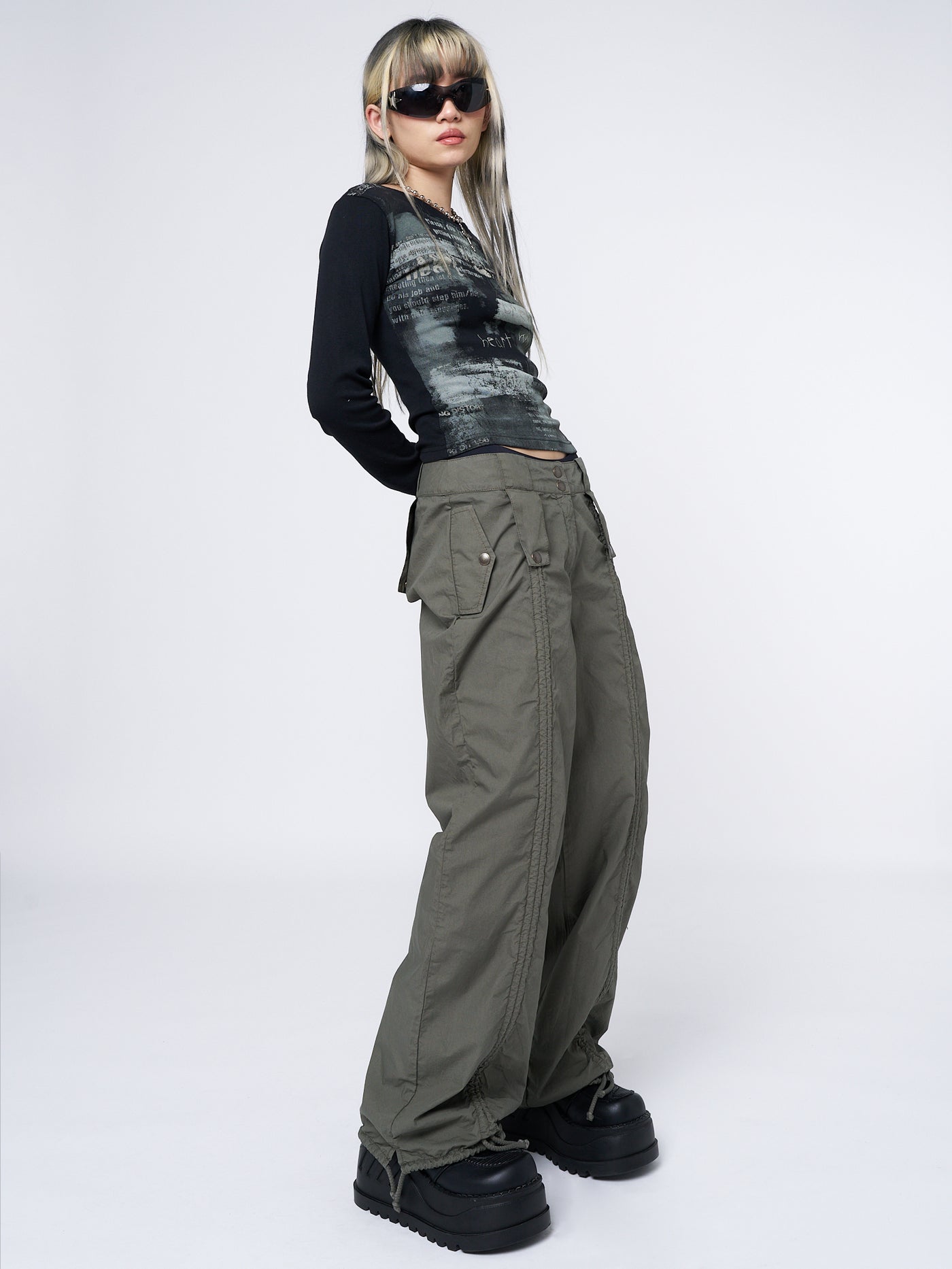 Bea Green Ruched Front Pants - Minga London