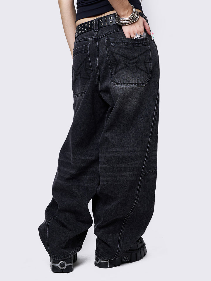 パンツ MENES Solid Black Super Baggy Jeans MENES Solid Black Super Baggy Jeans