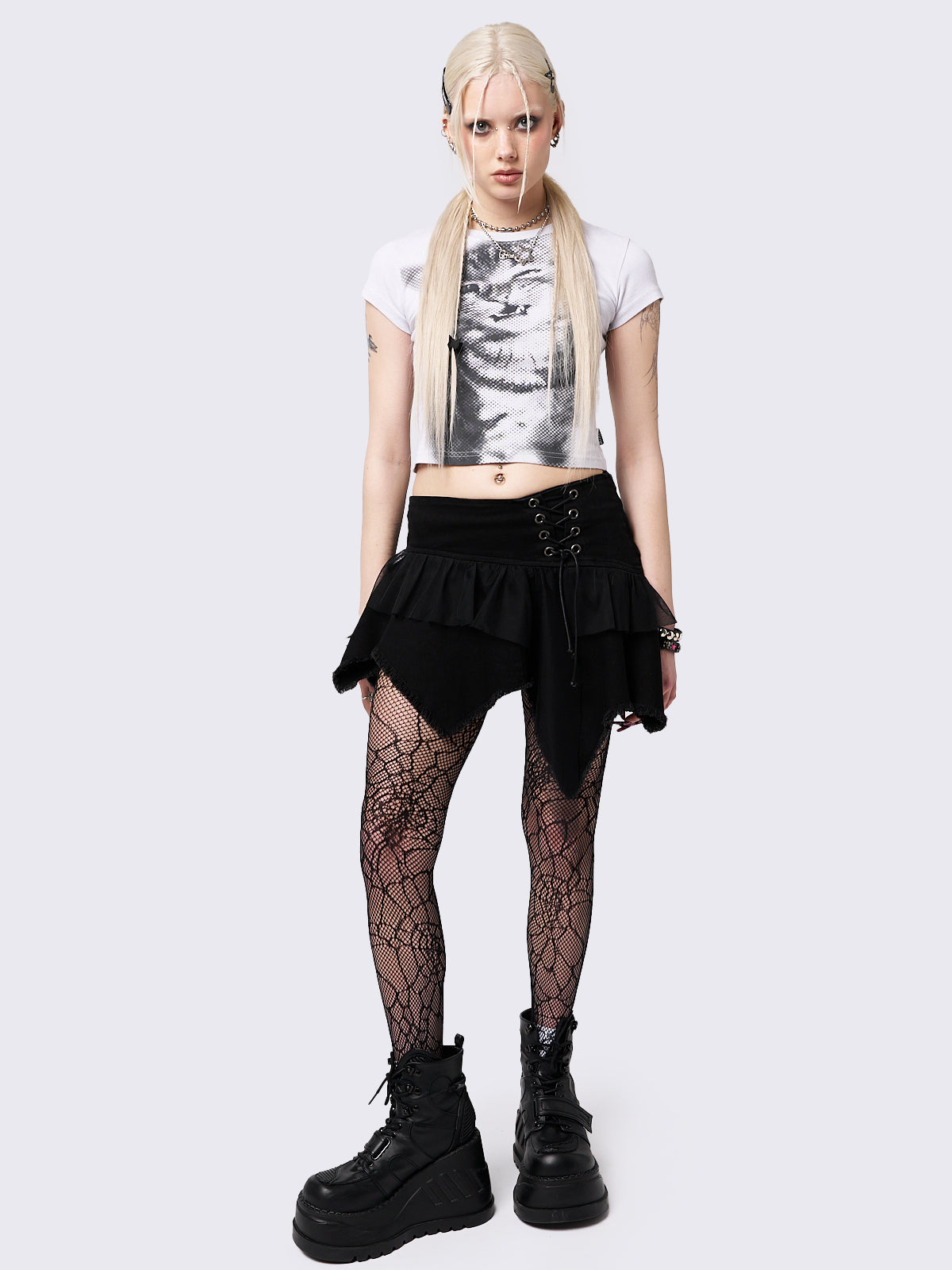 Cassandra Asymmetric Lace Up Mini Skirt