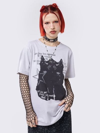 Cautious Kitty Graphic T-shirt