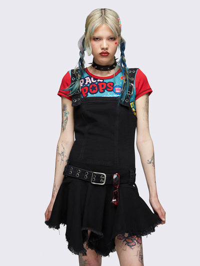 Denim mini dress in black
