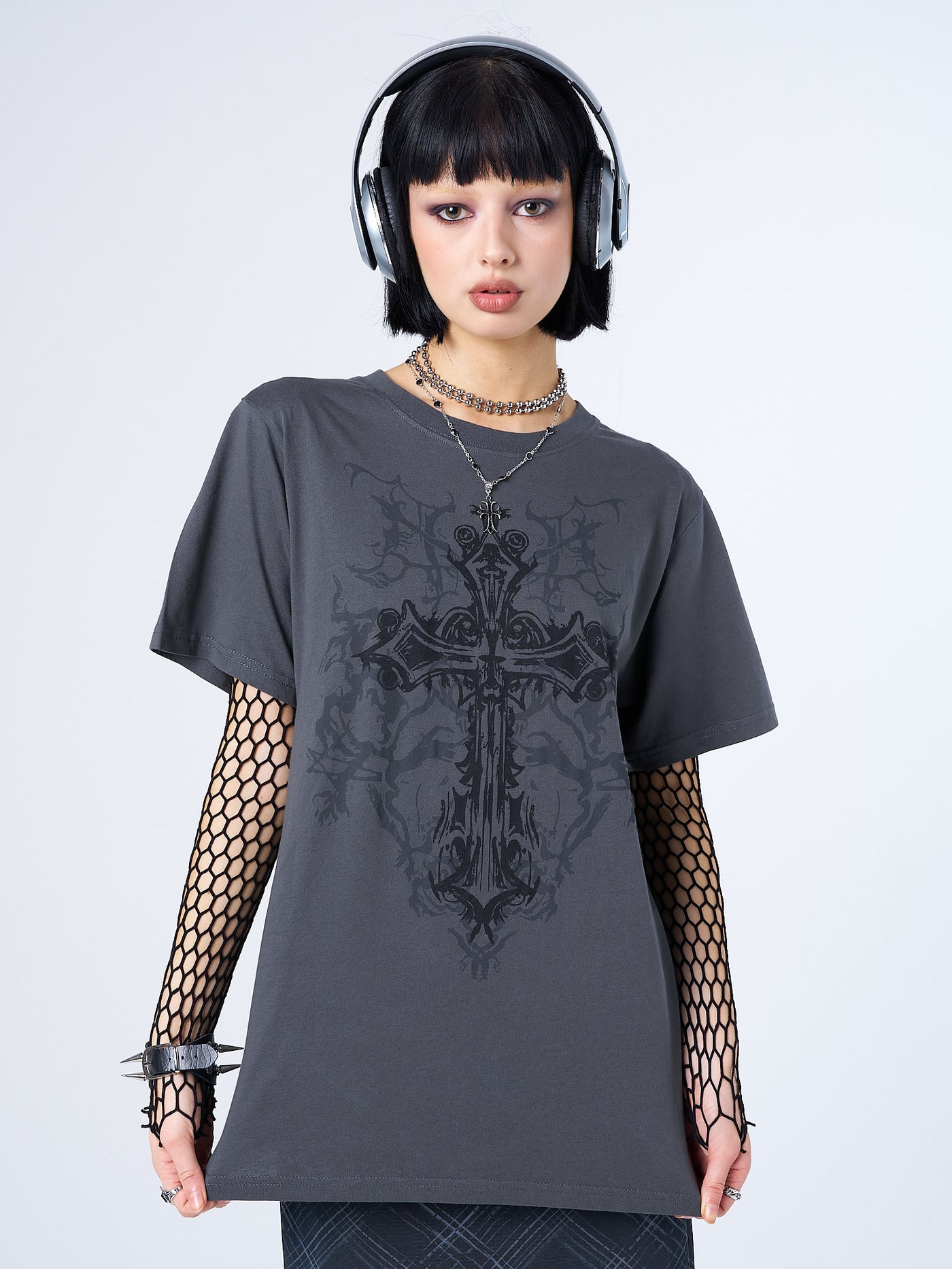 Cryptic Cross Graphic Grey T-shirt
