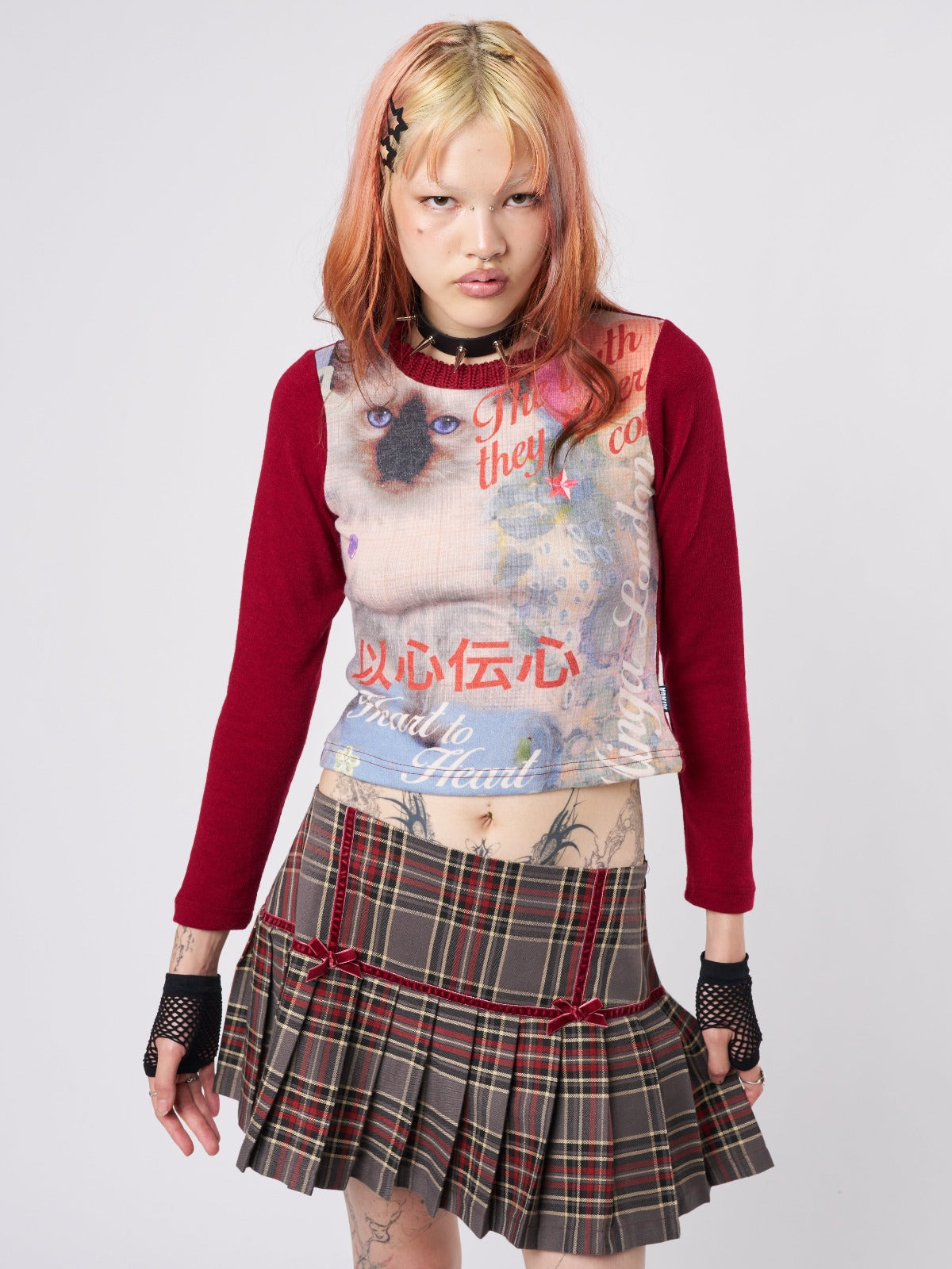 Curious Cat Red Graphic Top - Minga London