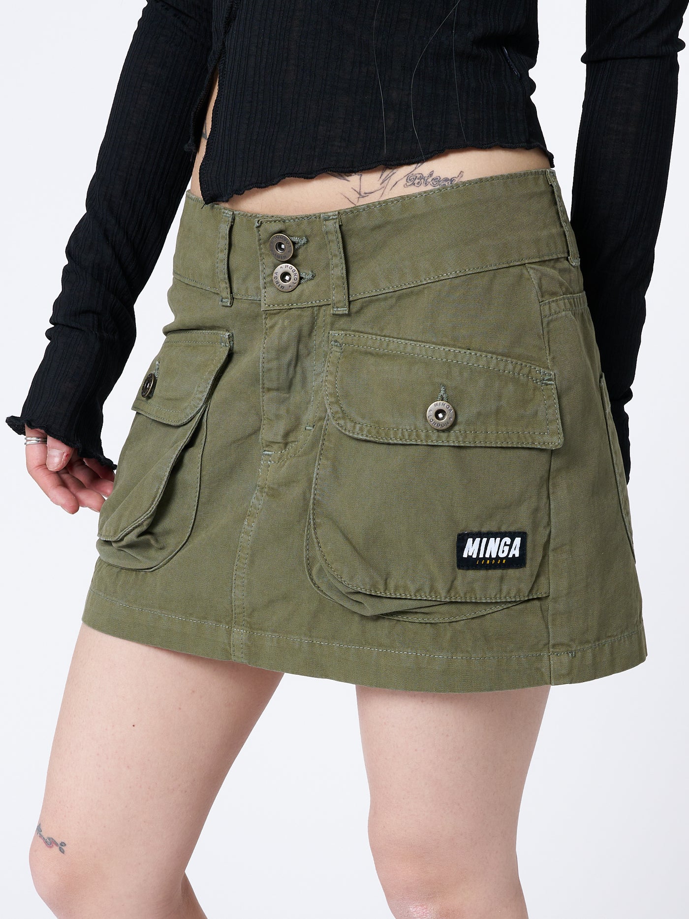 Shay Green Cargo Mini Skirt - Minga London