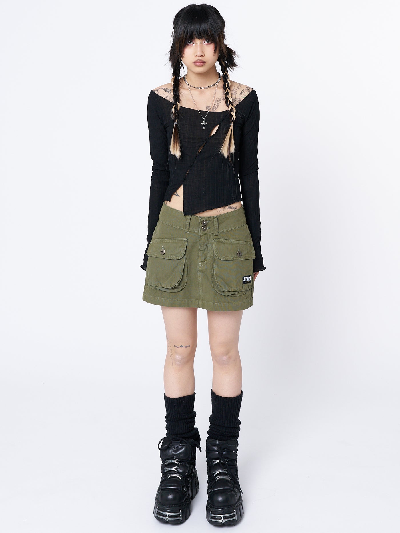 Shay Green Cargo Mini Skirt - Minga London