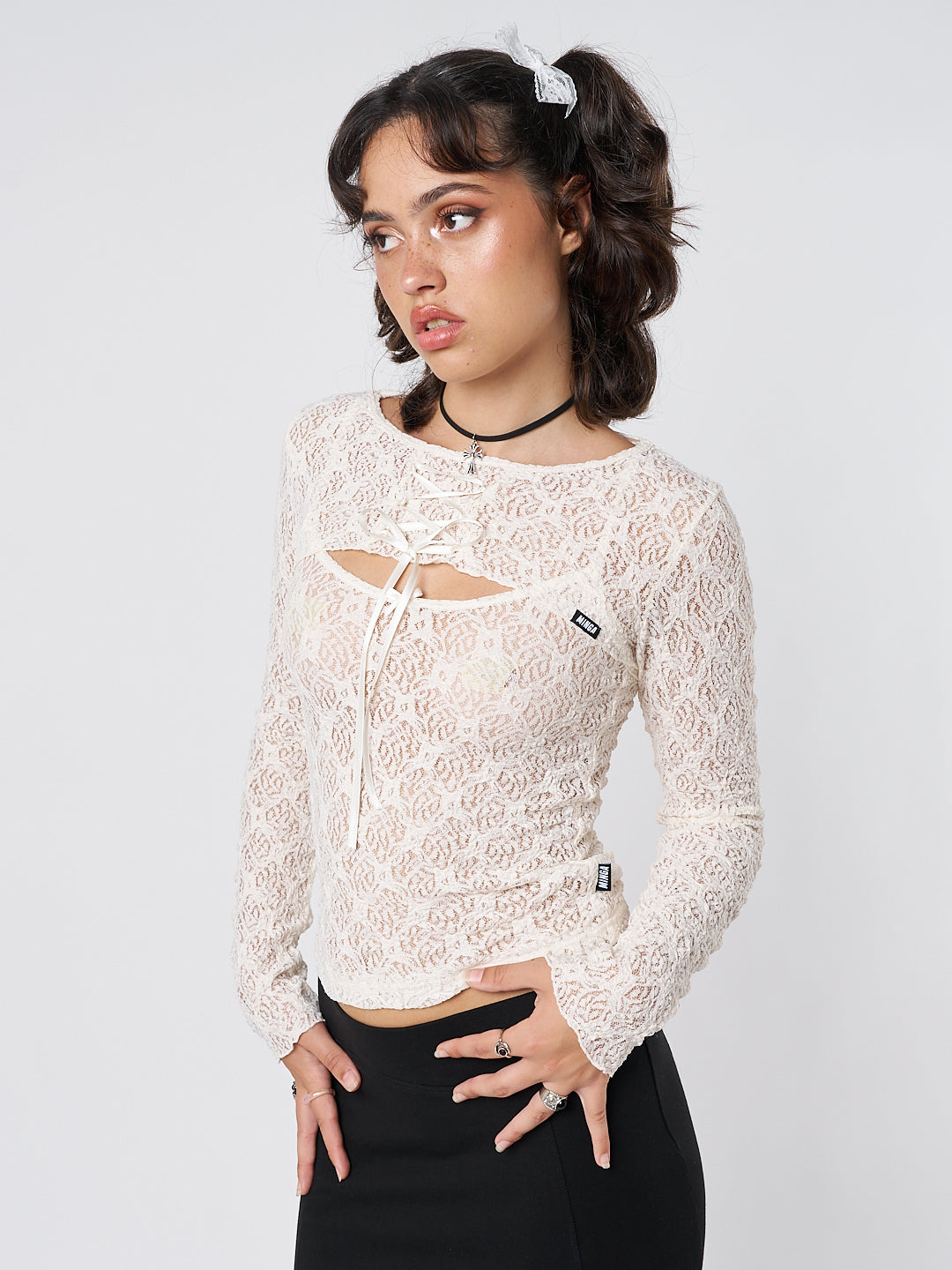 Dahlia Cream Shrug & Cami Top Lace Set - Minga London