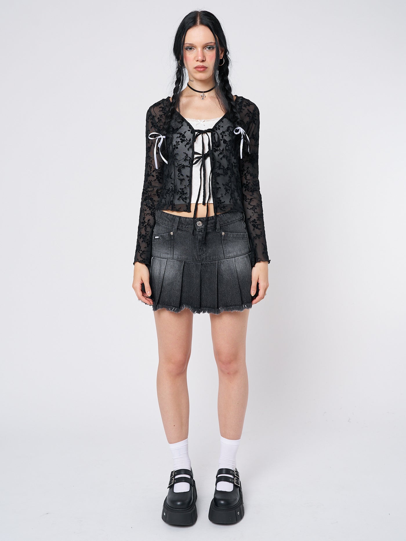 Dark Waters Black Tie Blouse Top - Minga London