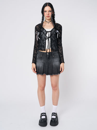 Dark Waters Black Tie Blouse Top - Minga London