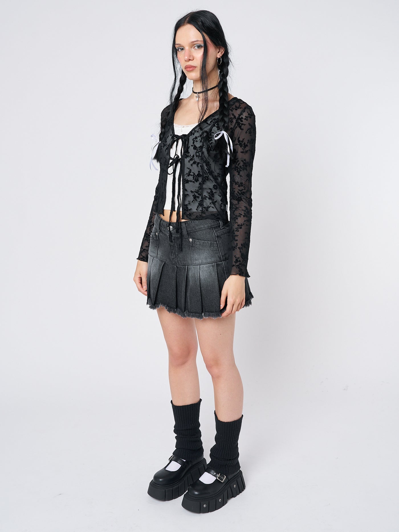 Dark Waters Black Tie Blouse Top - Minga London