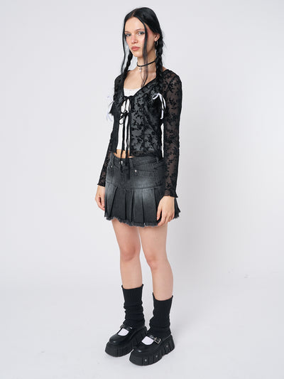 Dark Waters Black Tie Blouse Top - Minga London