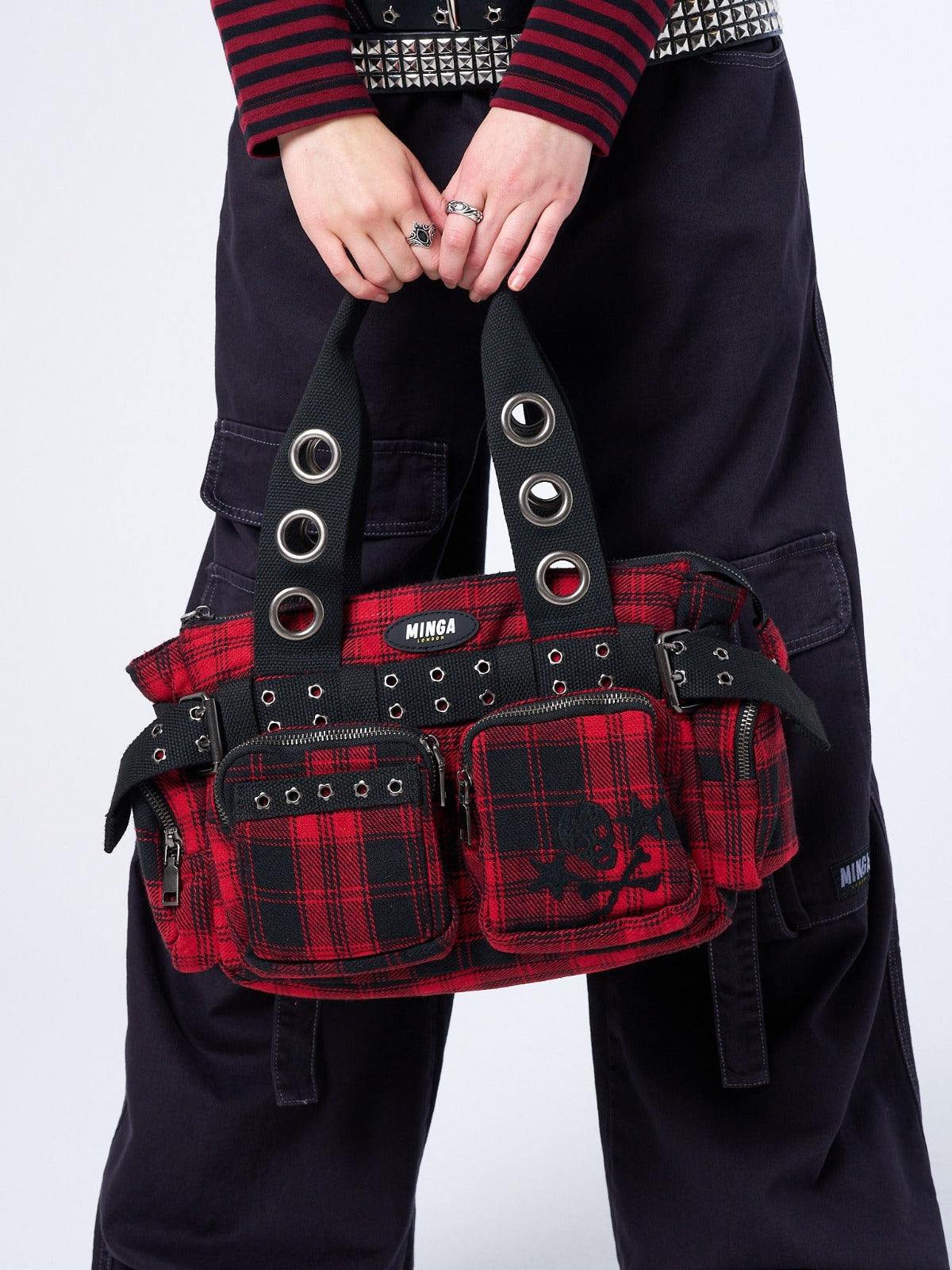 Devon Red Tartan Multi Pockets Handbag