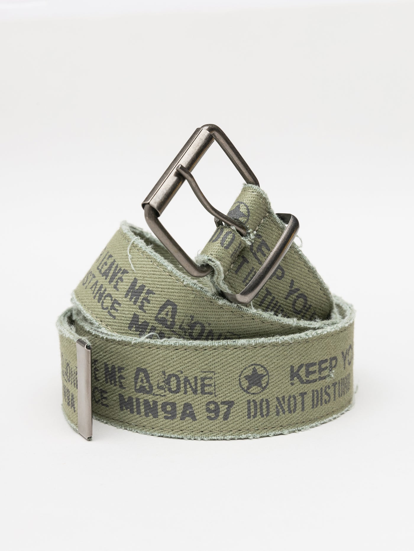 Do Not Disturb Army Green Canvas Belt - Minga London