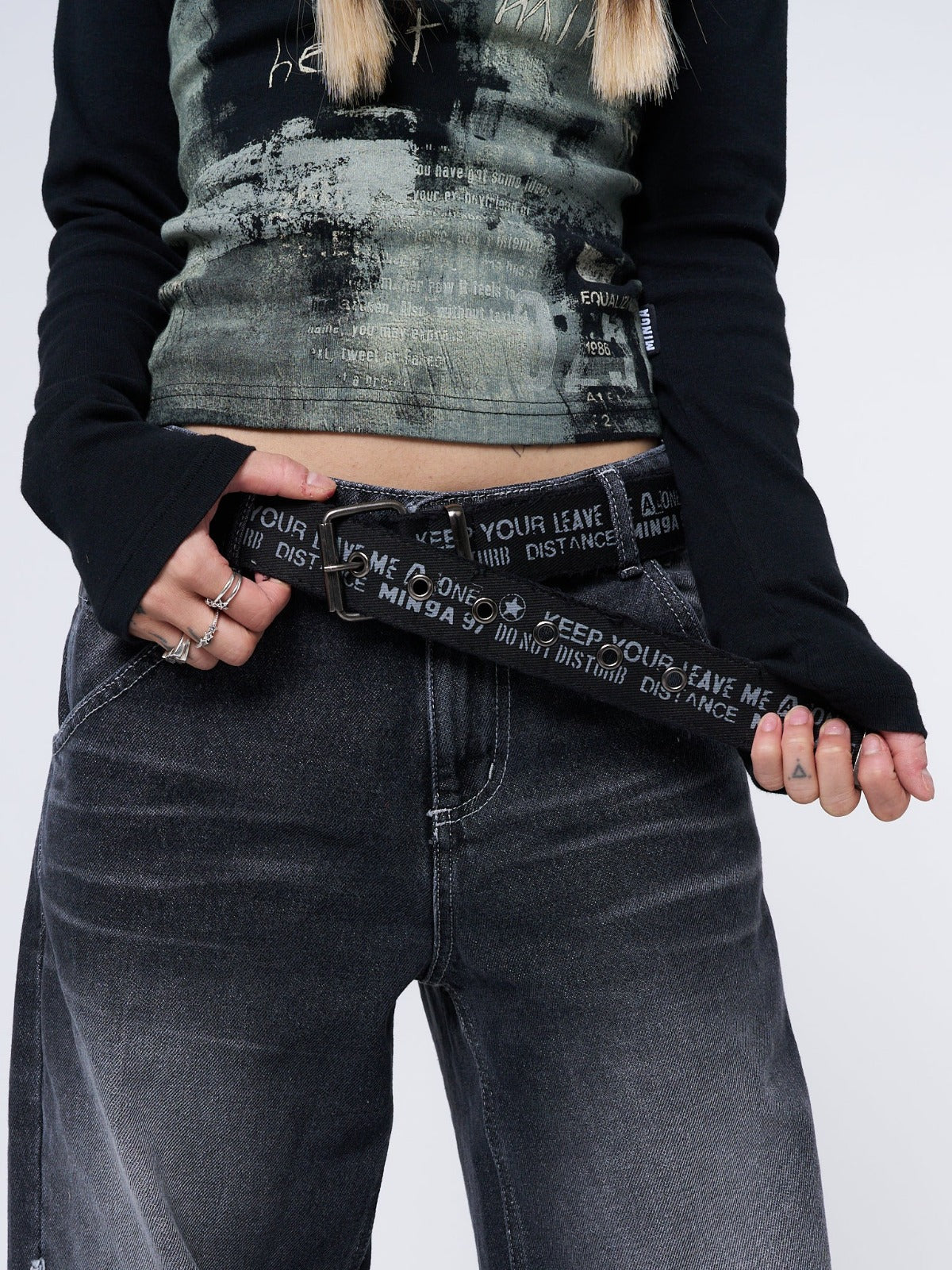 Do Not Disturb Black Canvas Belt - Minga London