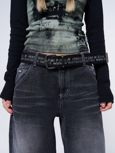 Do Not Disturb Black Canvas Belt - Minga London