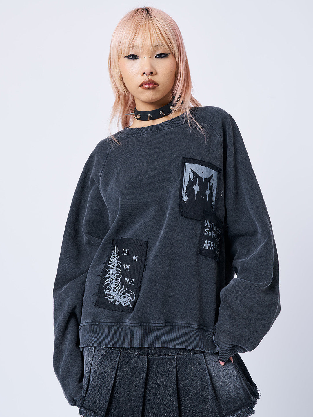 Don’t Cross Kitty Black Graphic Sweatshirt
