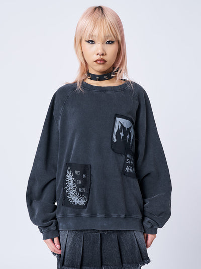 Don’t Cross Kitty Black Graphic Sweatshirt