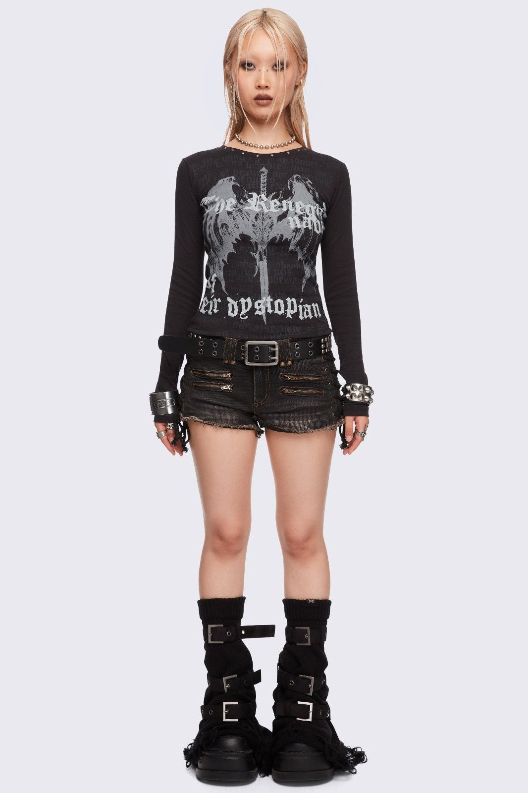 Black Long Sleeve Graphic Top | Minga London