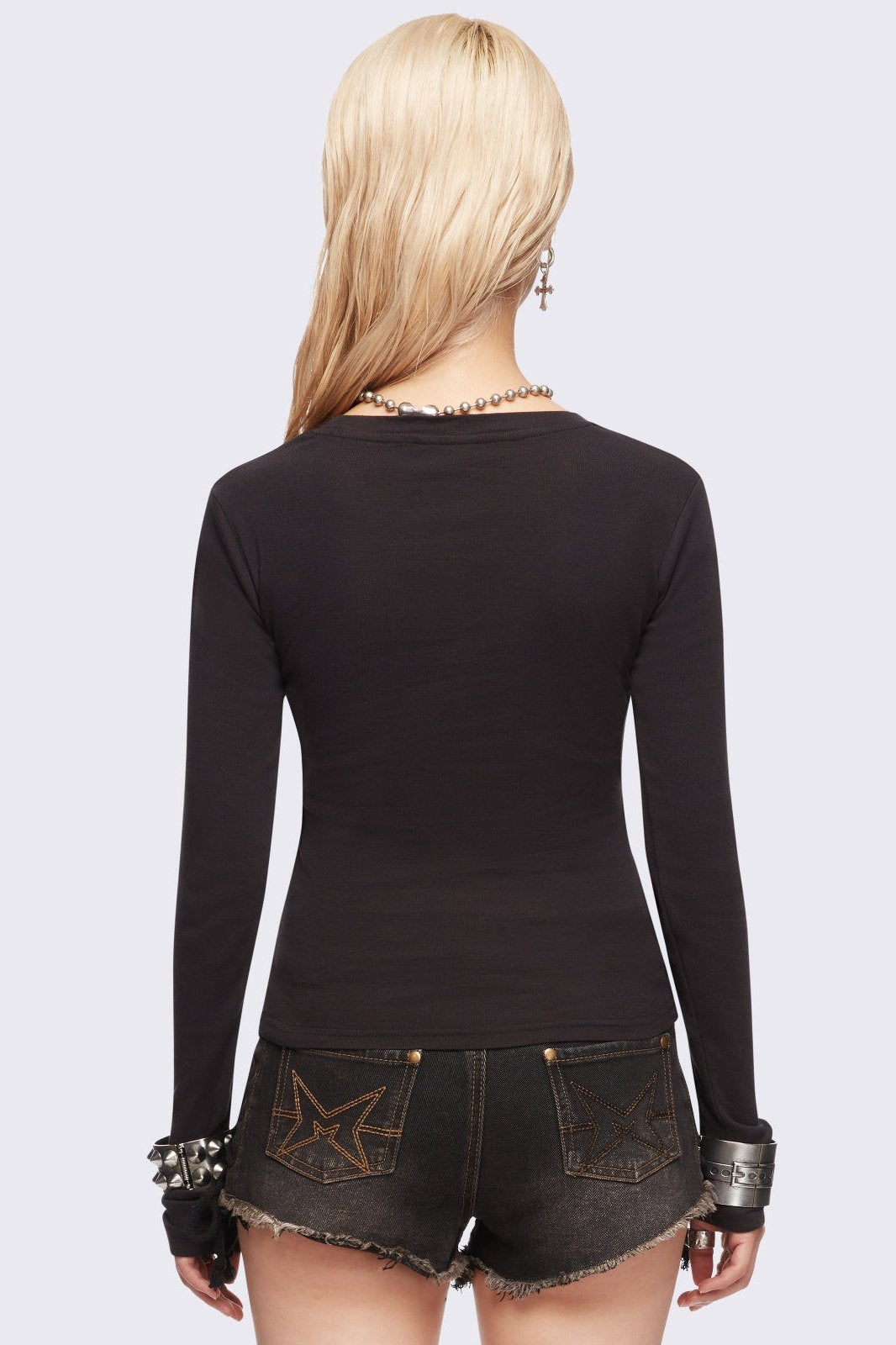 Black Long Sleeve Graphic Top | Minga London