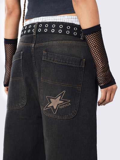 Echo Black Overdye Baggy Jeans