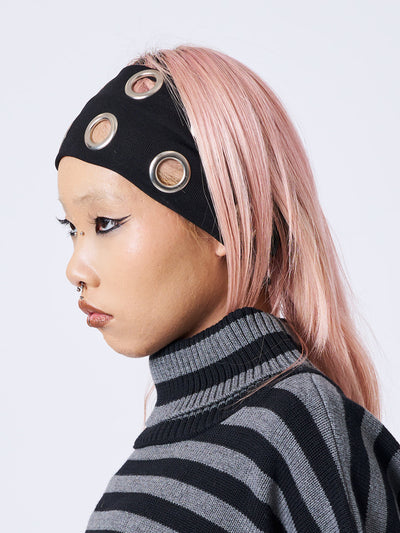 Elektra Black Metallic Hole Headband