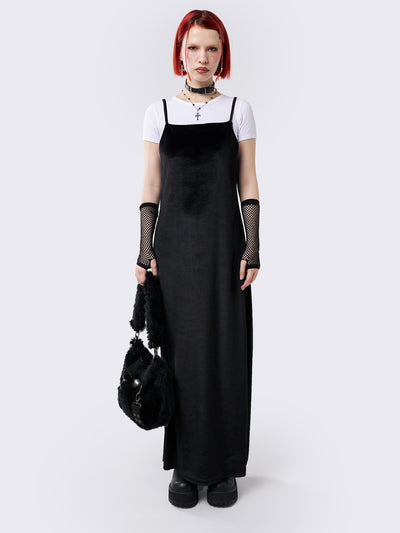 Elenora Black Velvet Maxi Dress