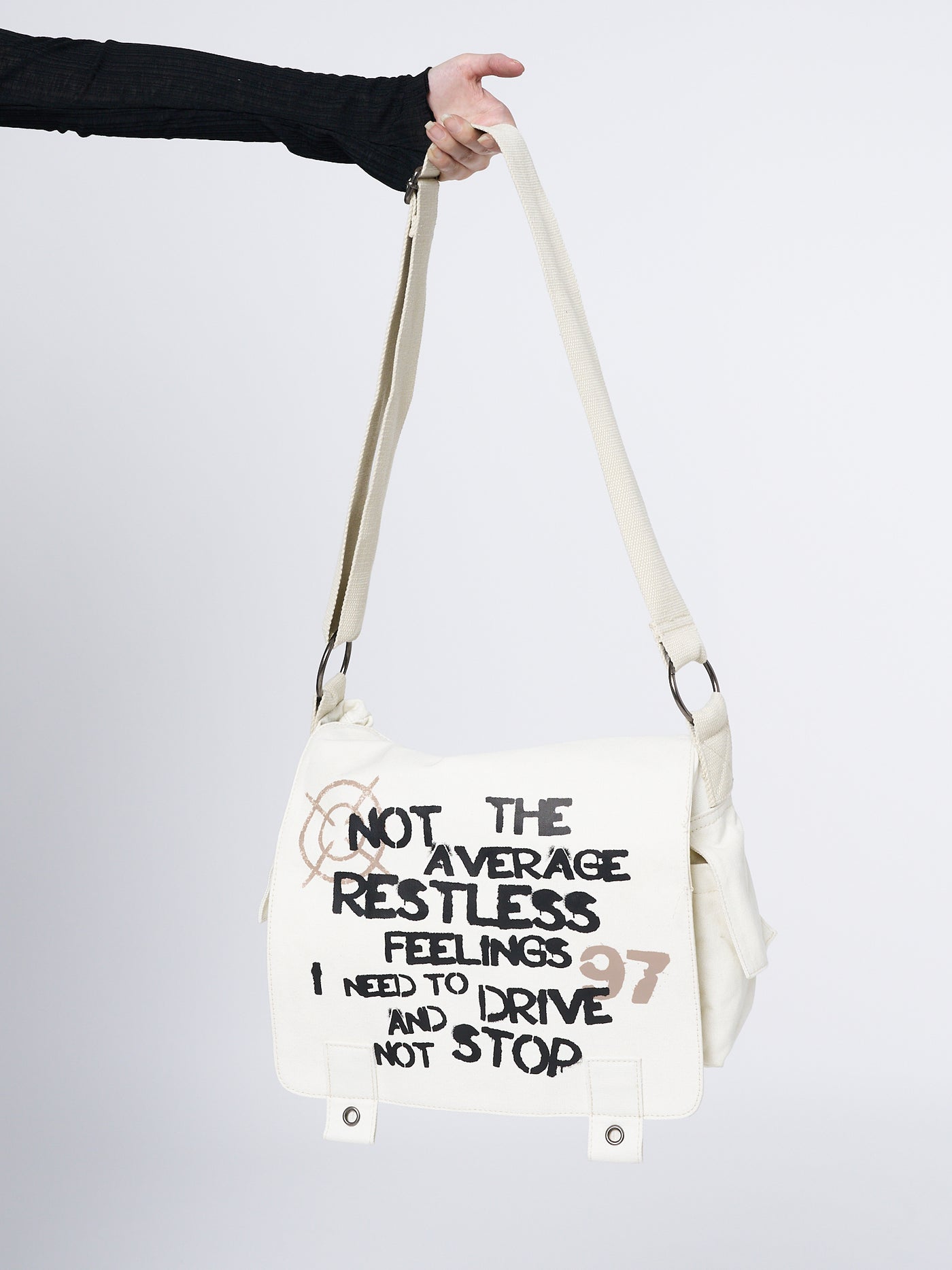 Non Stop White Canvas Messenger Bag - Minga London