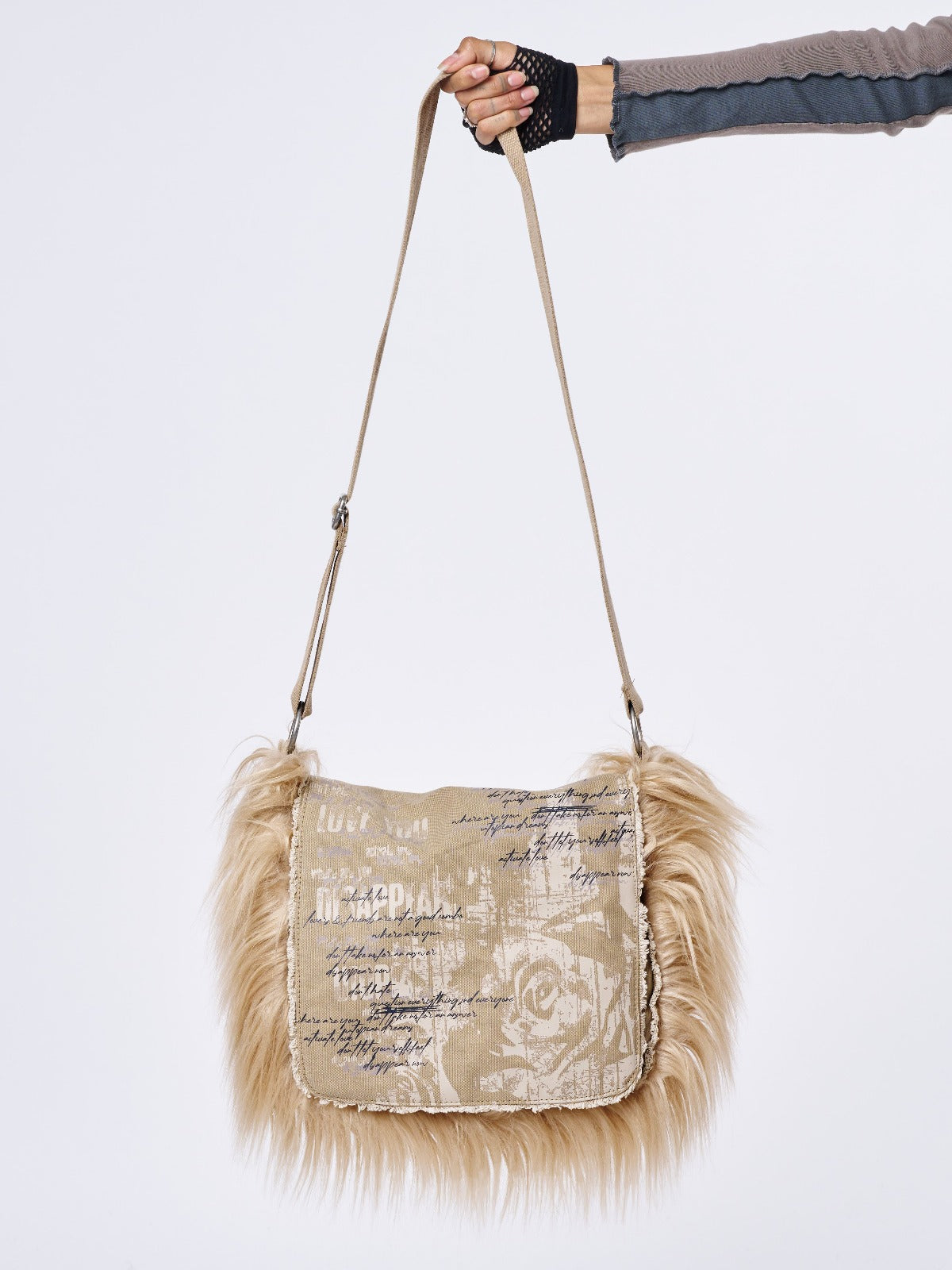 Fluffy Canvas Messenger Bag